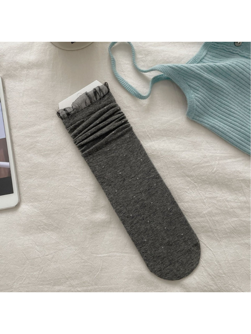 Rufia - Lace Dot Mid-Calf Socks - image 8