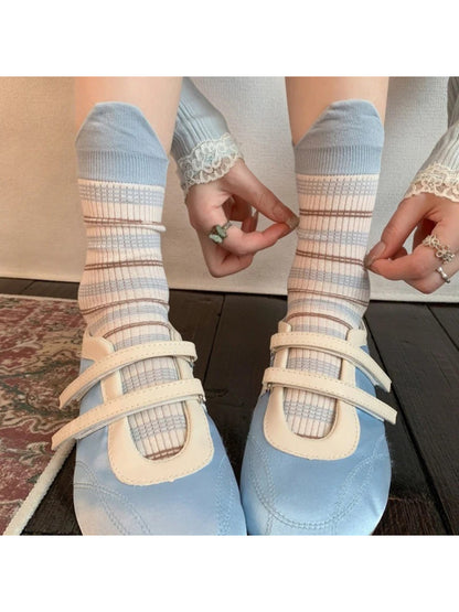 Rufia - Stripe Split V-Cuff Crew Socks