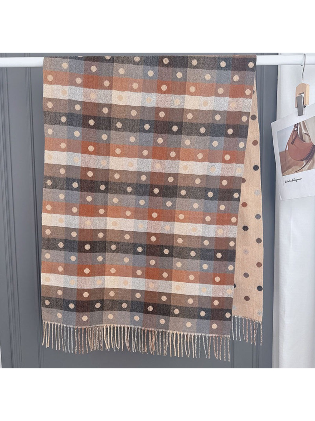 Scarvii - Reversible Soft Check Polka Scarf