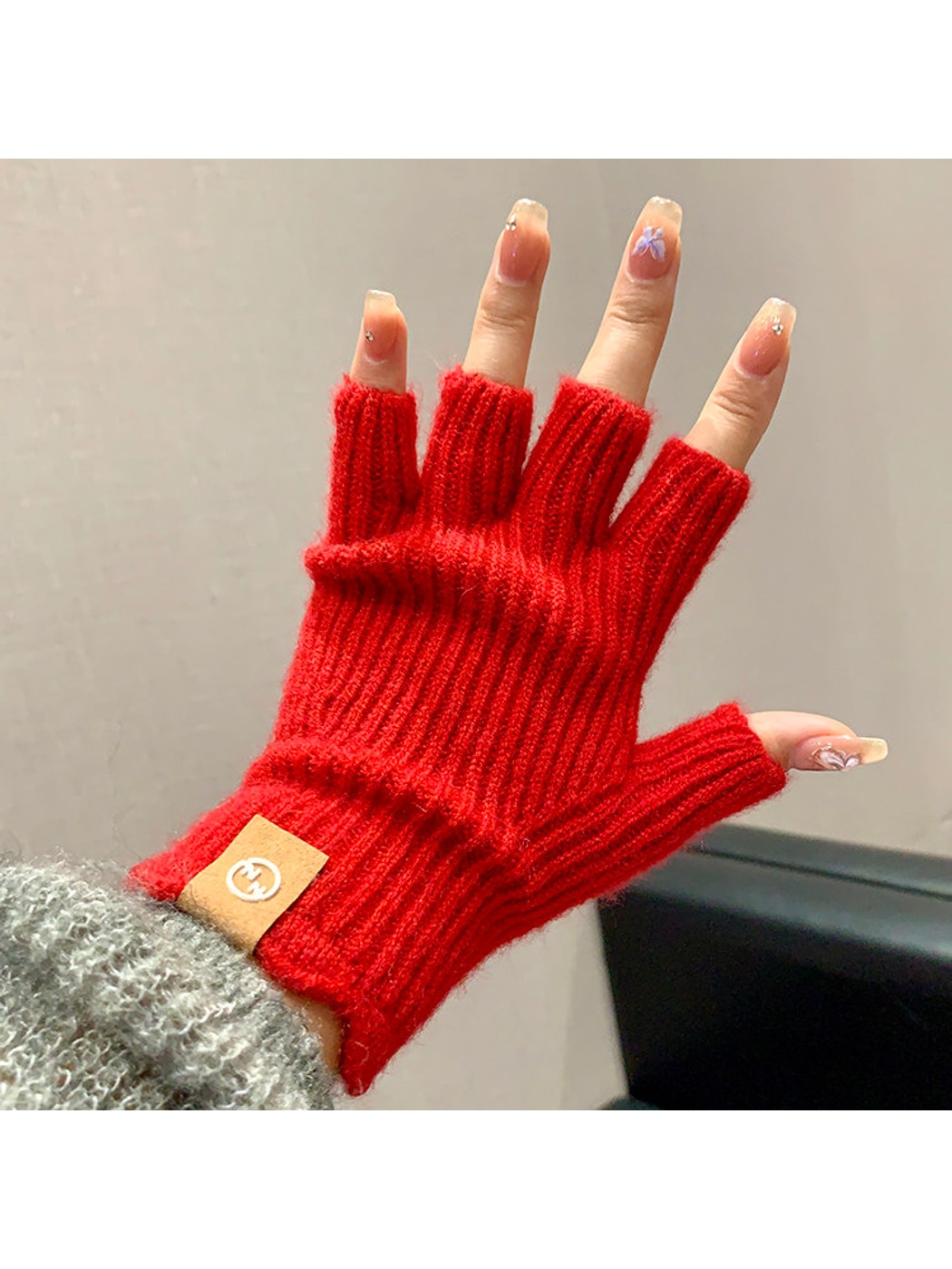 Gloving - Retro Ribbed Half Finger Winter Gloves