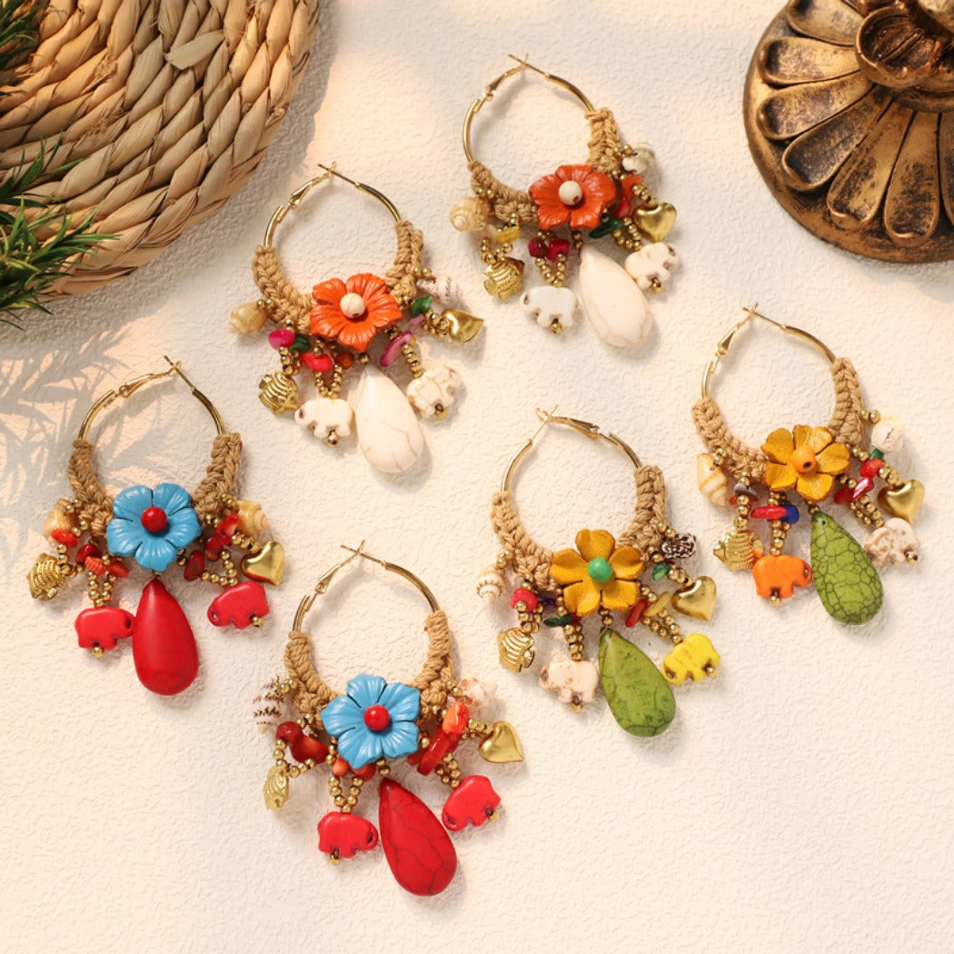 Earwish - Boho Woven Floral Beads Earrings - Sweet & Bold