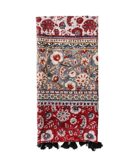 Scarvii - Bohemian Floral Geometric Tassel Scarf