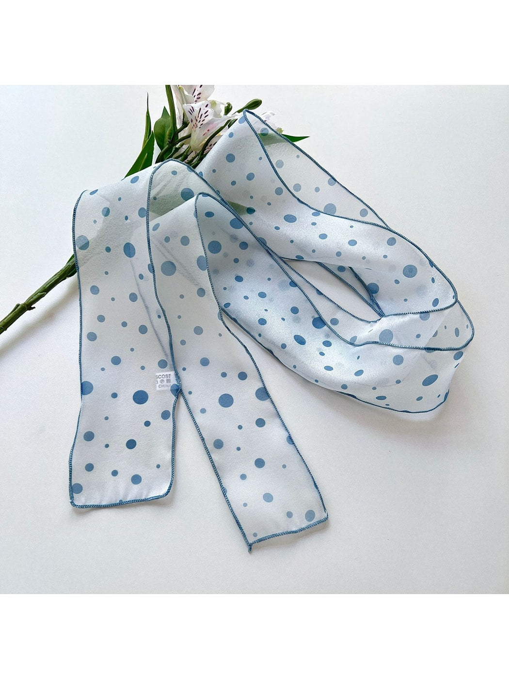 Scarvii - Cute Polka Dot Printed Long Narrow Scarf