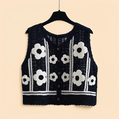 Crosa - Floral Crochet Knit Vest – Airy Summer Cover-Up