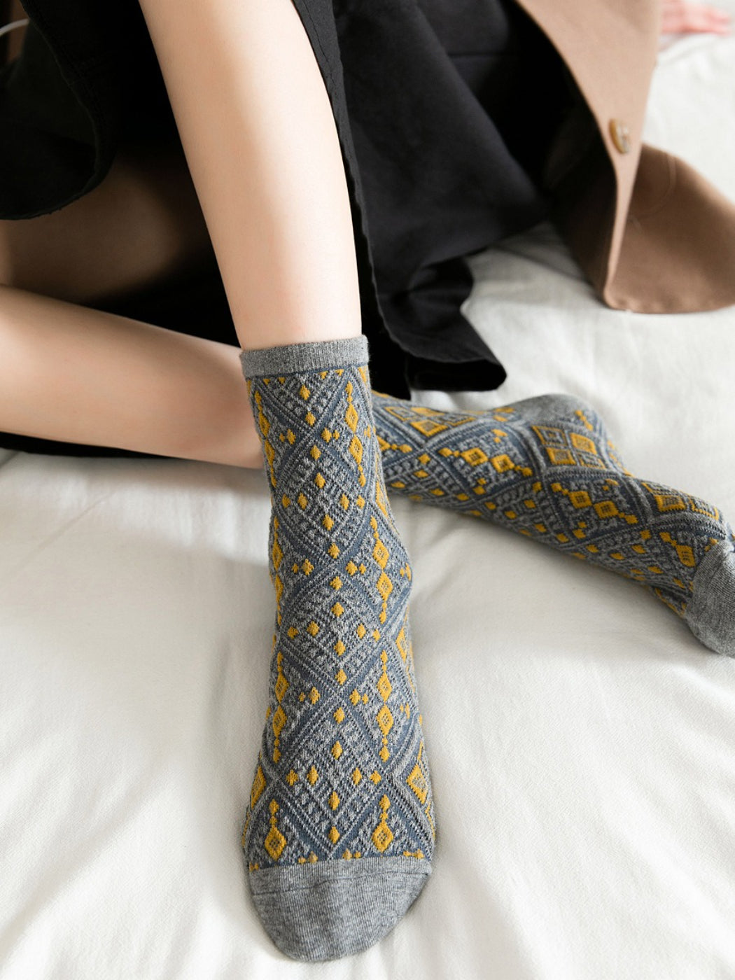 Rufia - Diamond Stitch Crew Socks