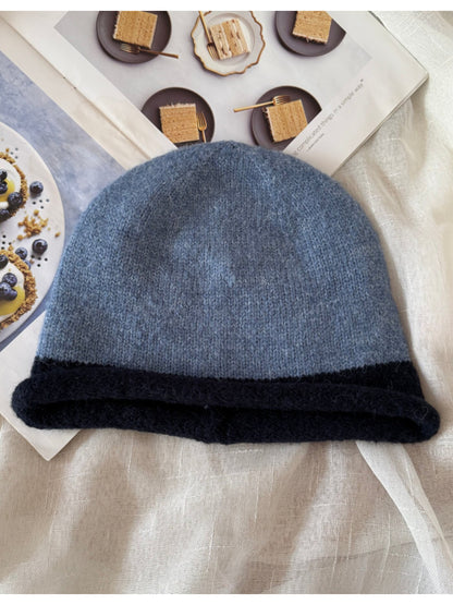 Haila - Contrast Trim Rolled Edge Knit Beanie