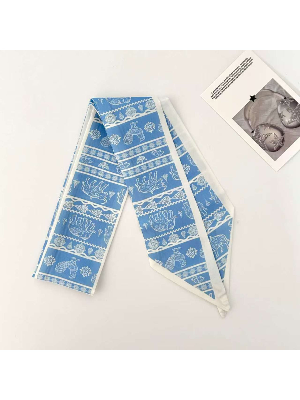Scarvii Elephant Motif Decorative Skinny Scarf
