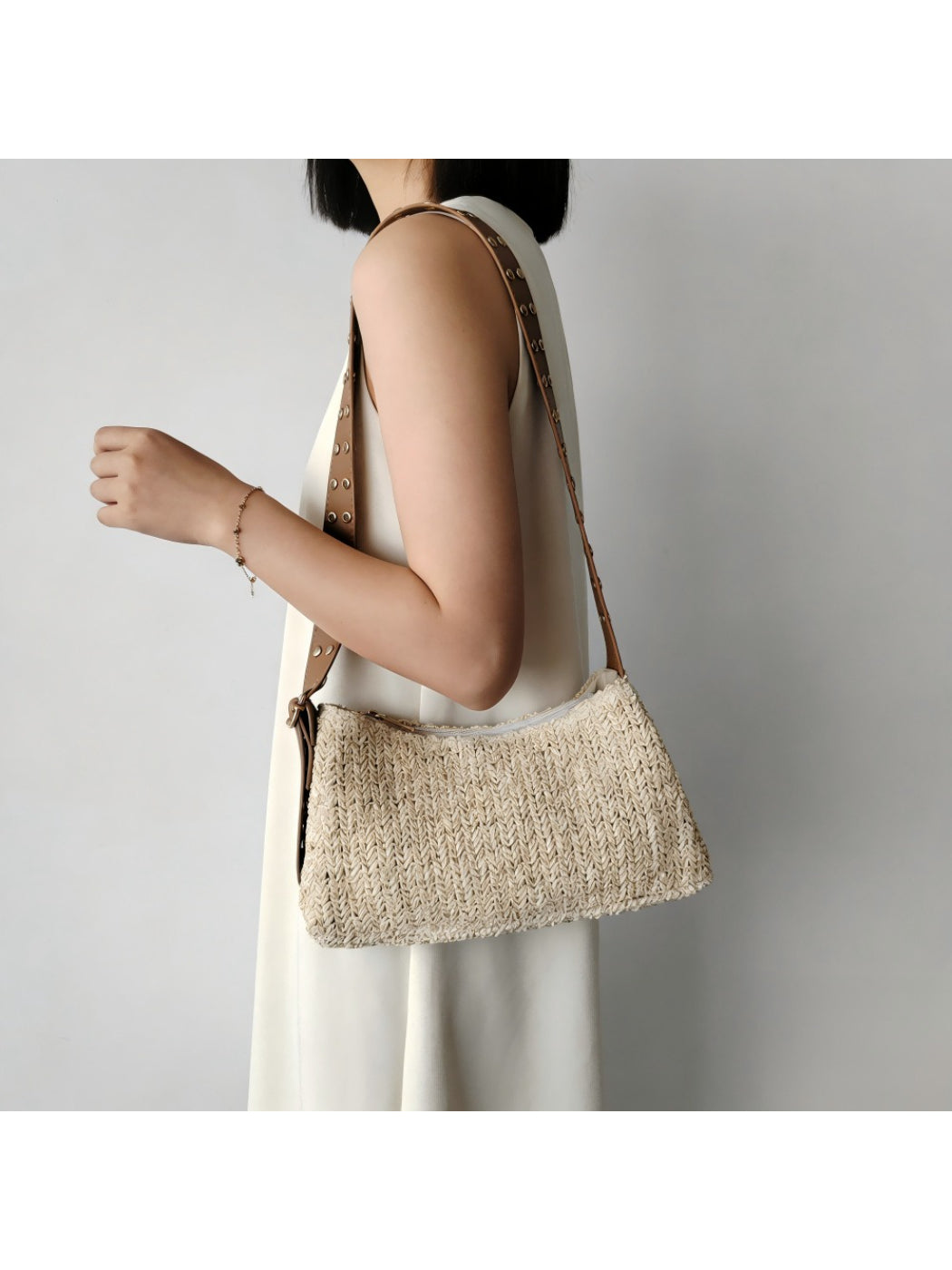 Cosbai - Studded Strap Crochet Shoulder Bag - image 4