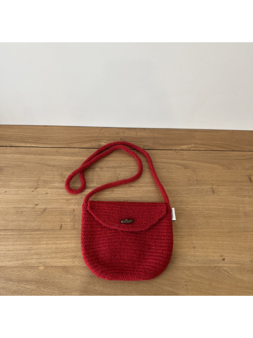 Cosbai - Textured Knit Button Flap Crossbody Bag