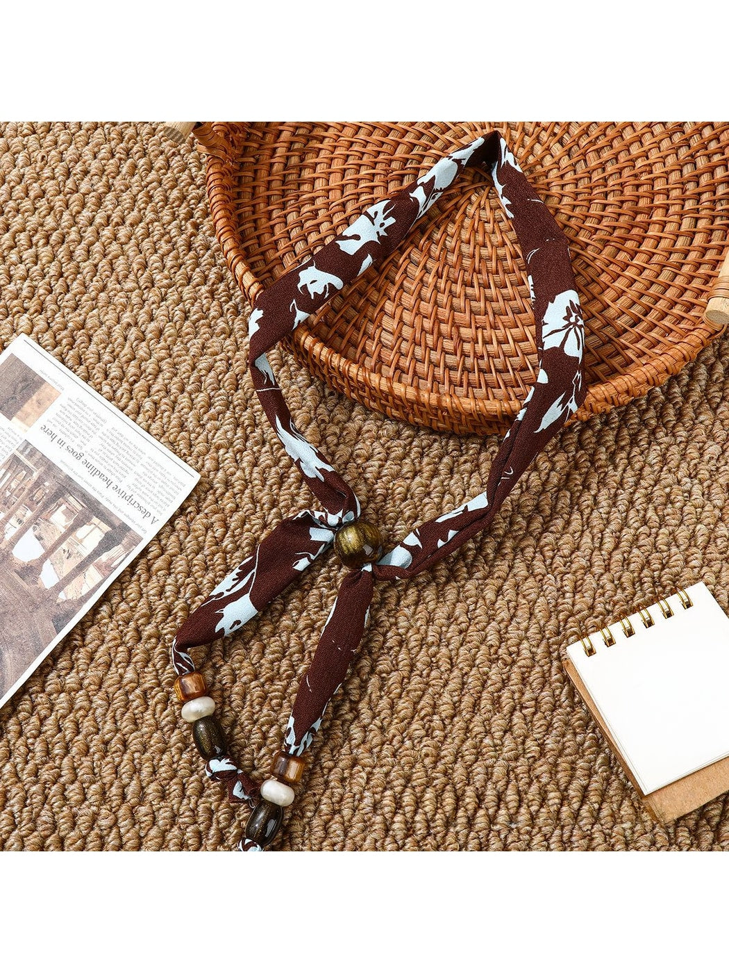 Scarvii - Printed Slim Pendant Narrow Scarf