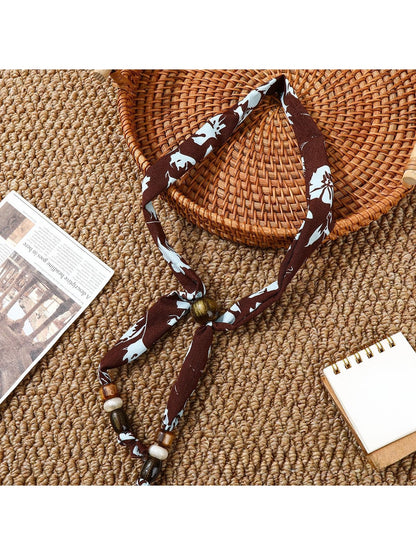 Scarvii - Printed Slim Pendant Narrow Scarf