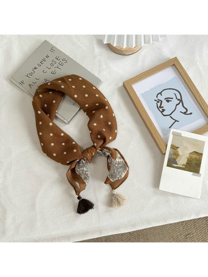 Scarvii - Polka Dot and Geometric Print Square Scarf