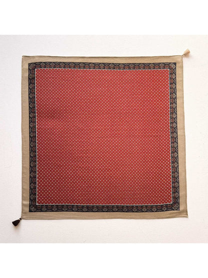 Scarvii - Retro Tiny Print Tassel Square Scarf