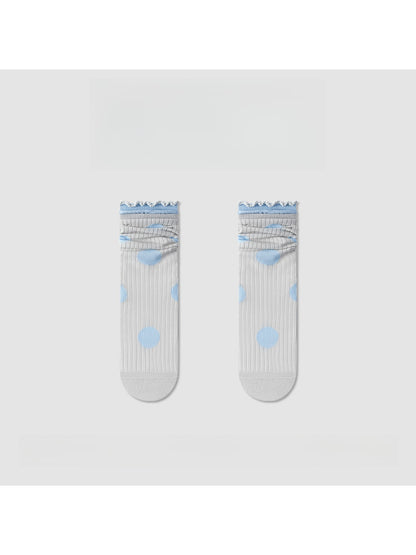 Rufia - Polka Dot Ruffle Trim Crew Socks