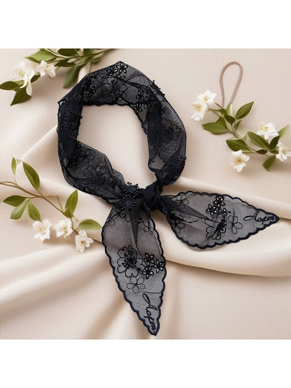 Scarvii - Elegant Floral Lace Long Narrow Scarf