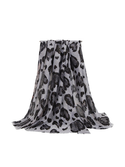 Scarvii - Heart Leopard Pattern Long Fashion Scarf