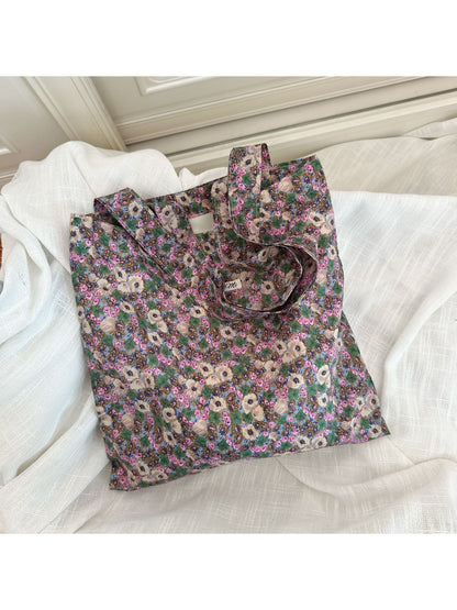 Cosbai - Floral Print Everyday Tote Bag