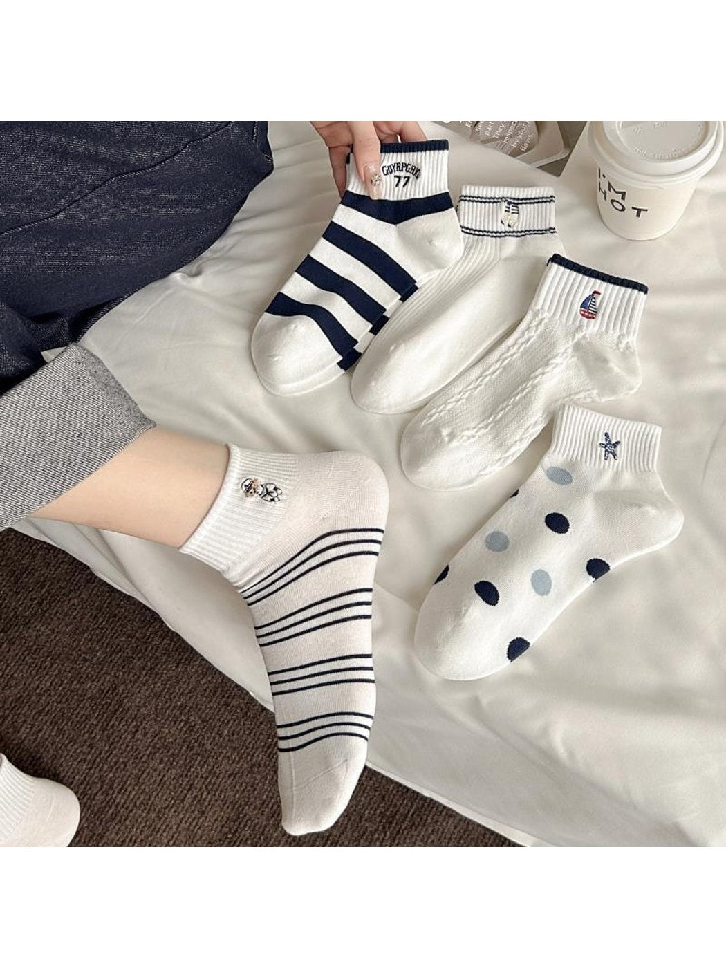 Rufia - Muted Ribbed Pattern Ankle Socks
