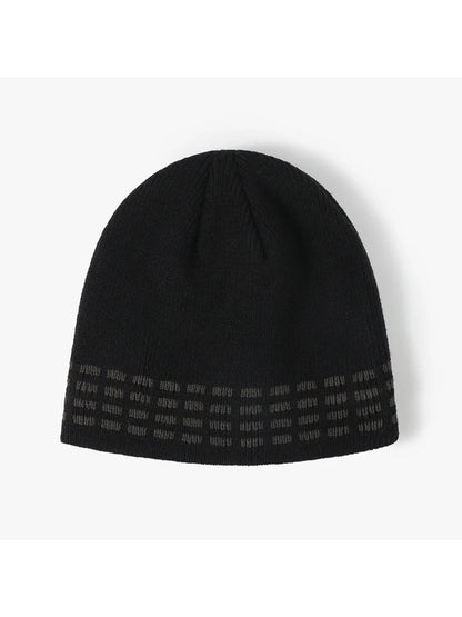 Haila - Contrast Dash Fleece-Lined Knit Beanie
