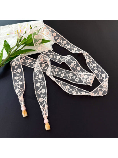 Scarvii - Romantic Floral Lace Long Narrow Scarf