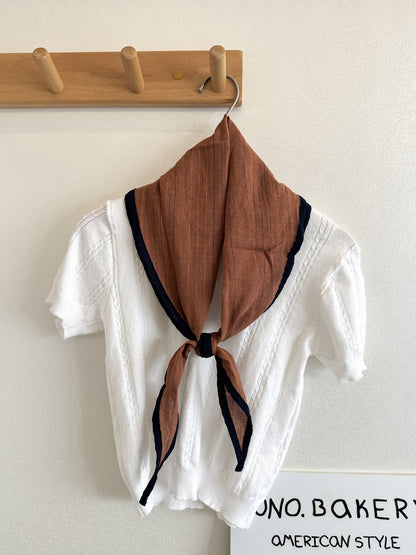 Scarvii - Contrast Edge Stripe Triangle Scarf