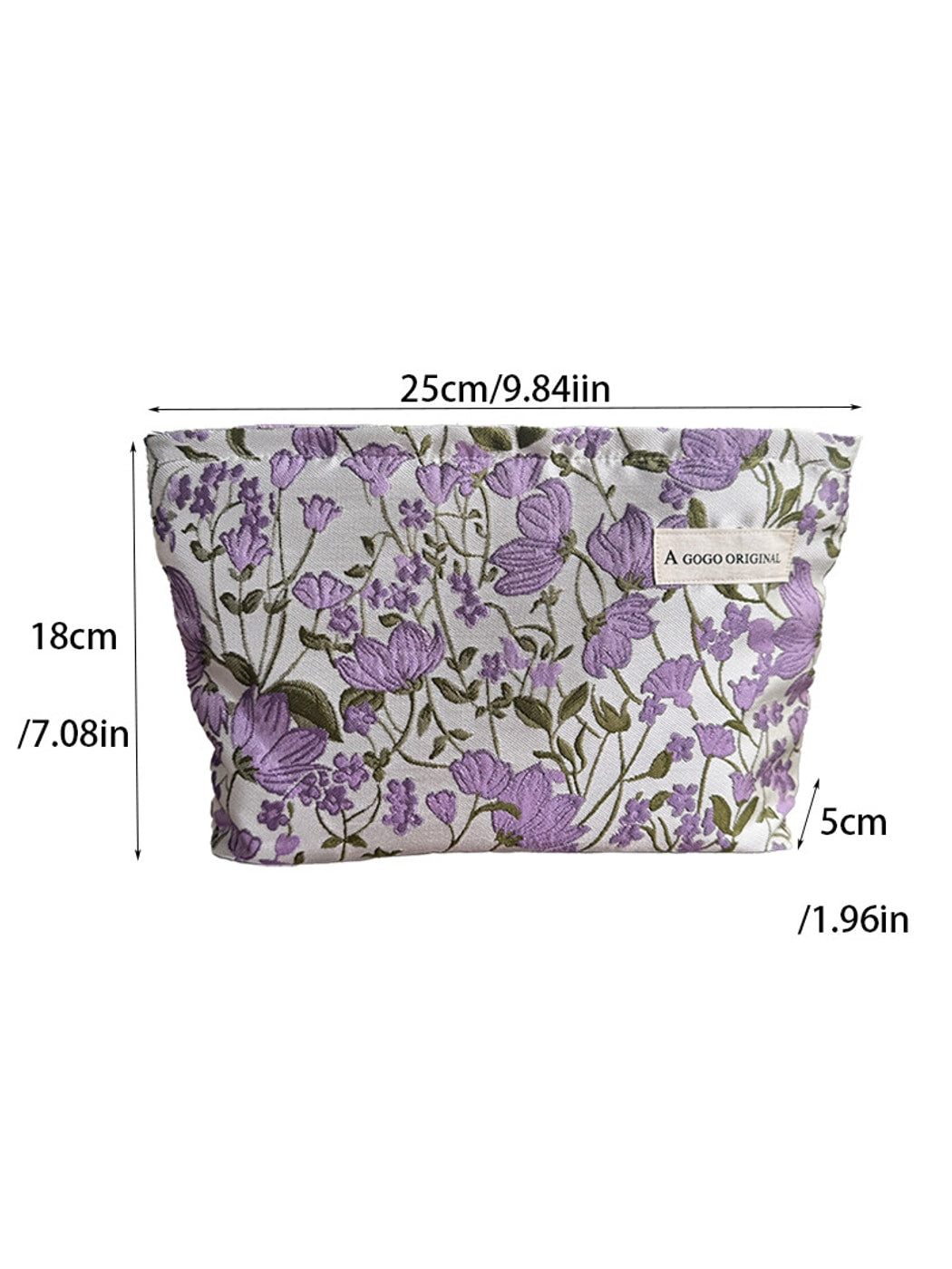 Cosbai - Purple Floral Zipper Cosmetic Organizer Bag