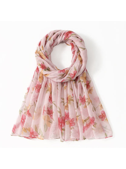 Scarvii - Floral Voile Print Scarf Shawl Beach Wrap