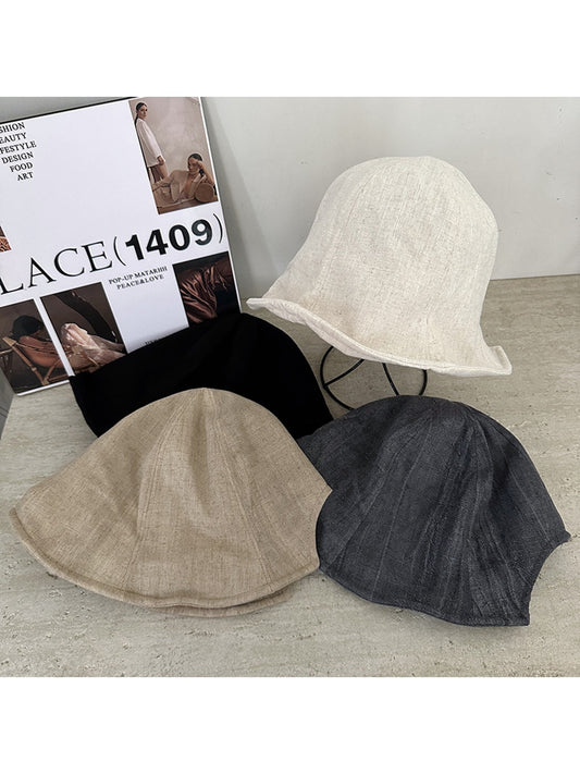 Haila - Solid Color Short Brim Round Crown Bucket Hat