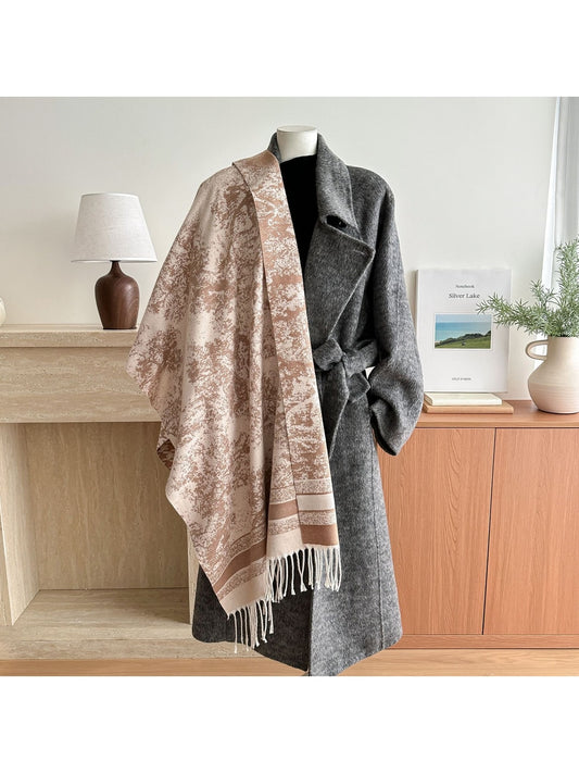Scarvii - Abstract Border Fringed Winter Scarf