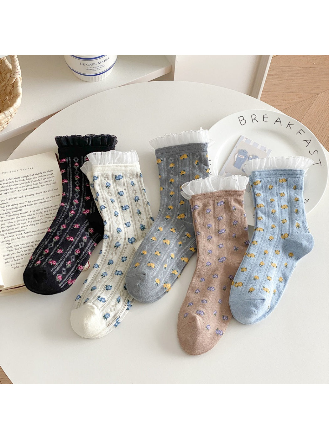 Rufia - Floral Ruffle Trim Crew Socks product image 3