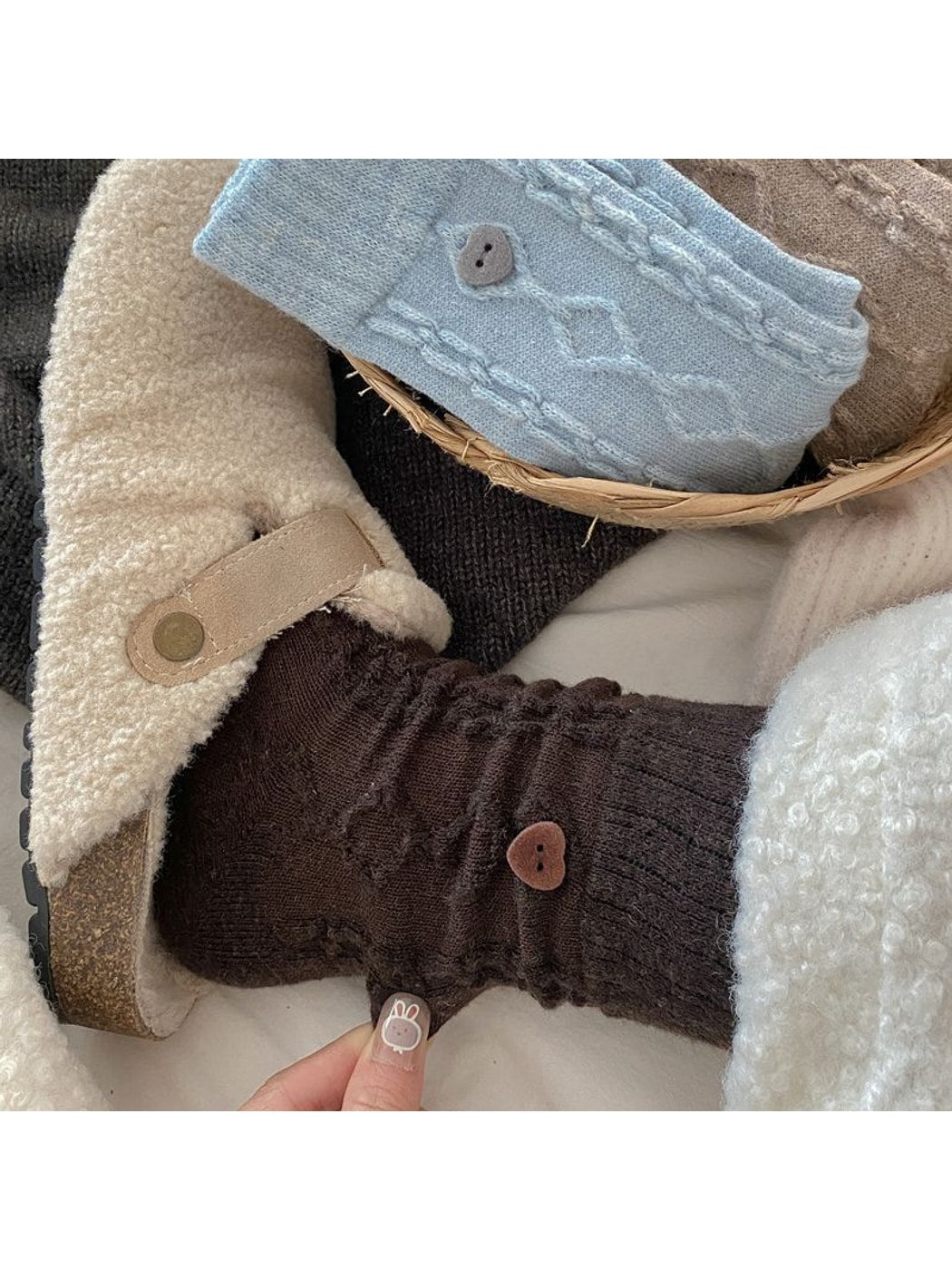 Rufia - Retro Sweetheart Button Detail Crew Socks
