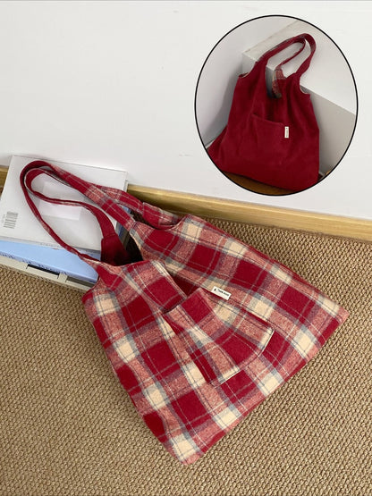 Cosbai – Reversible Plaid Tote Bag