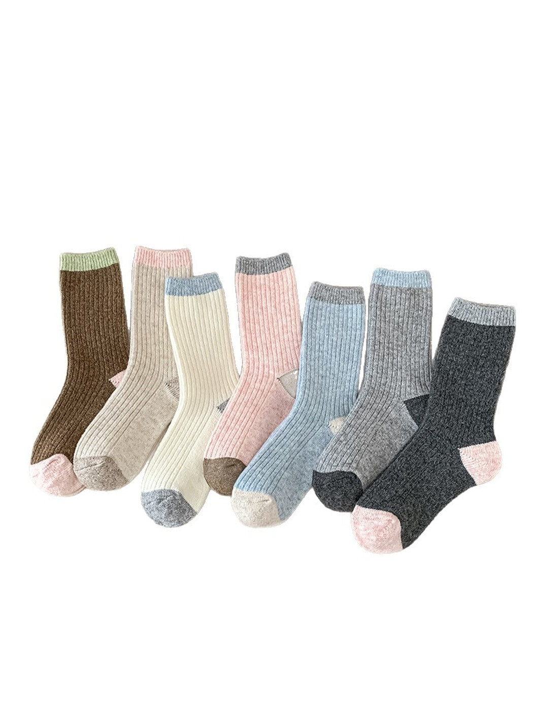 Rufia - Simple Colorblock Casual Crew Socks