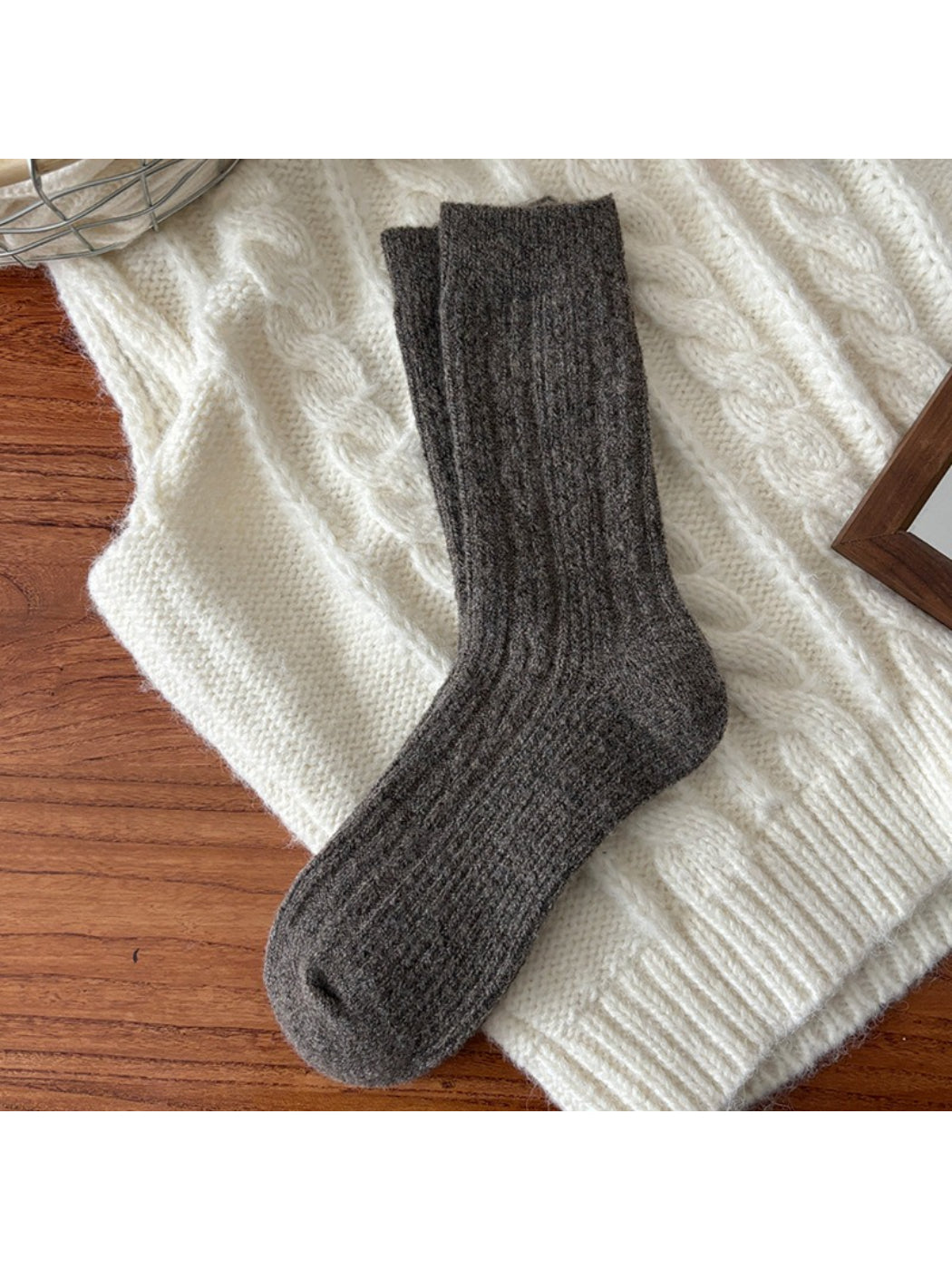 Rufia - Fluffy Soft Rib Knit Crew Socks
