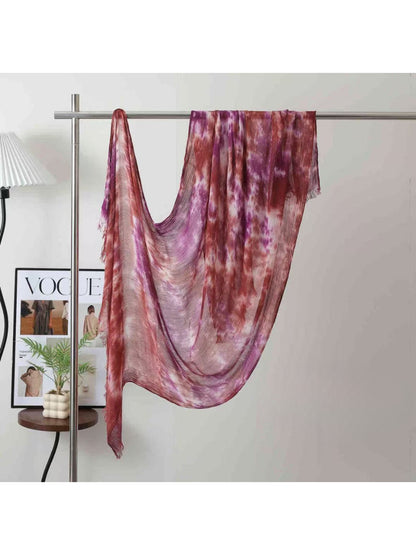 Scarvii - Abstract Mottled Tie-Dye Fringe Scarf