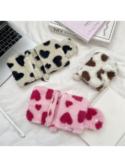 Cosbai - Plush Pattern Mini Pouch Heart