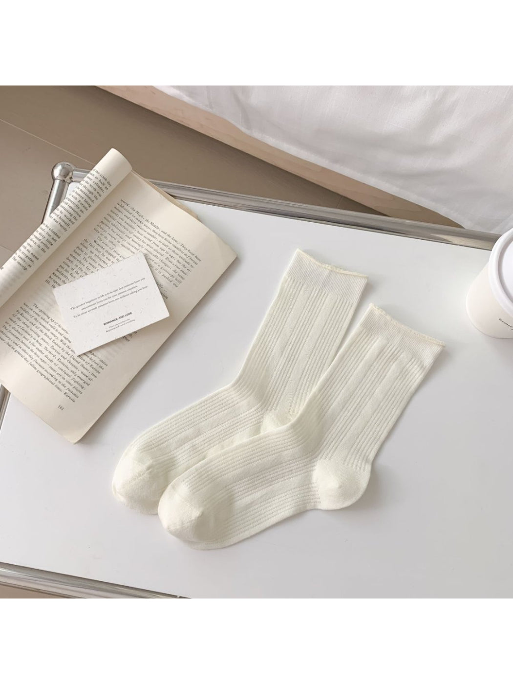 Rufia - Solid Colour Ribbed Crew Socks