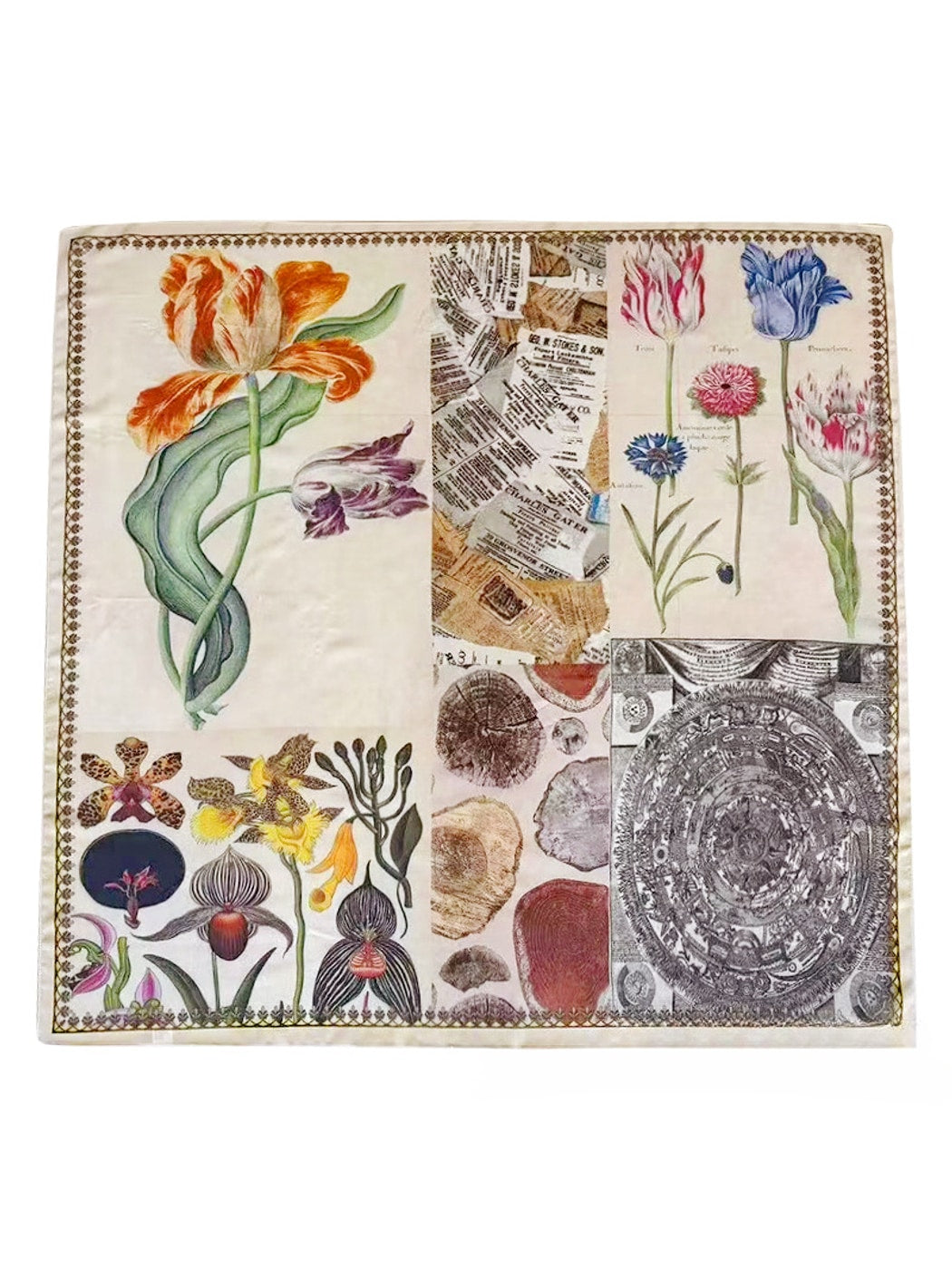 Scarvii - Botanical Patchwork Print Fashion Square Scarf