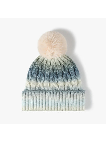 Haila - Gradient Cable Knit Pom Beanie