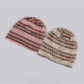 Haila hollow out knit vintage slouchy beanie in light beige displayed on white background