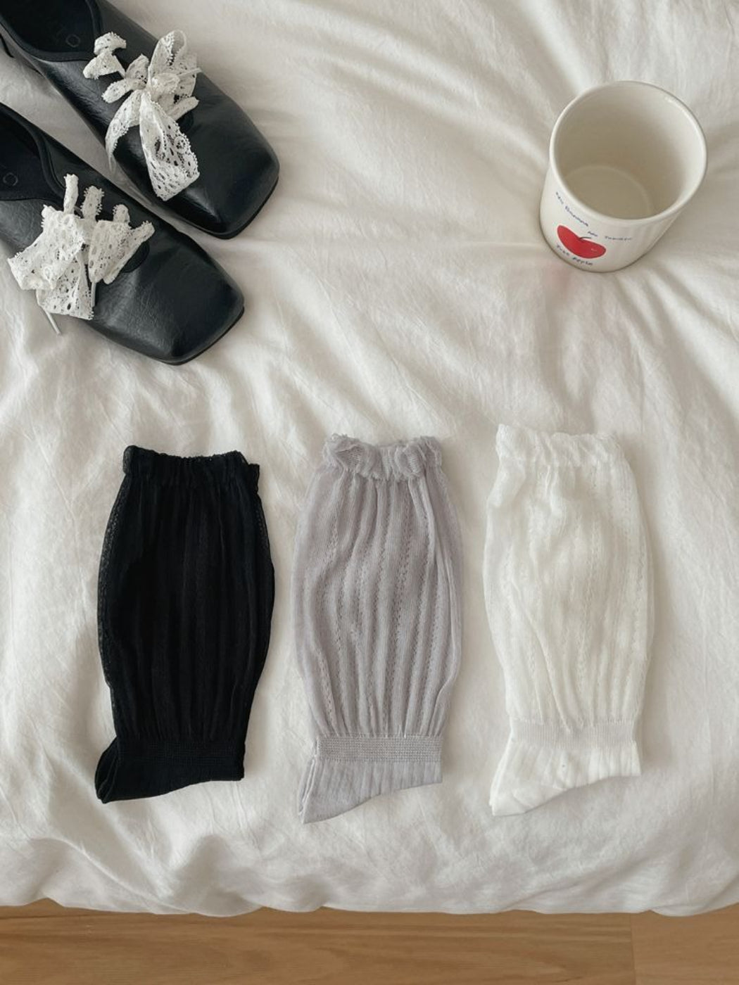 Rufia - Layered Lace Ribbed Crew Socks product image 6