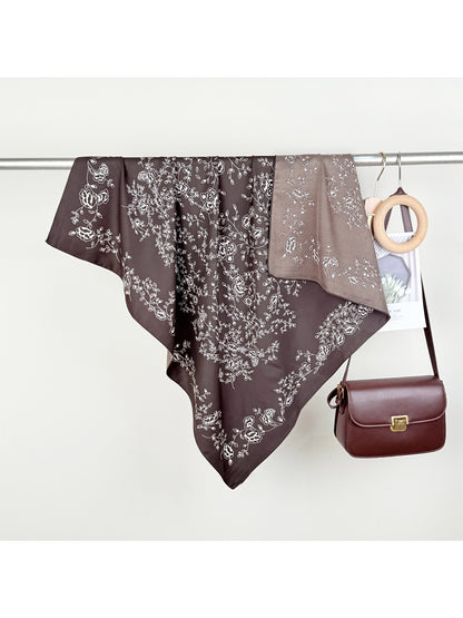 Scarvii Vine Floral Bandana Square Scarf folded with visible tag and floral design