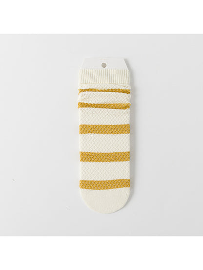 Rufia - Simple Style Candy Color Stripe Casual Crew Socks