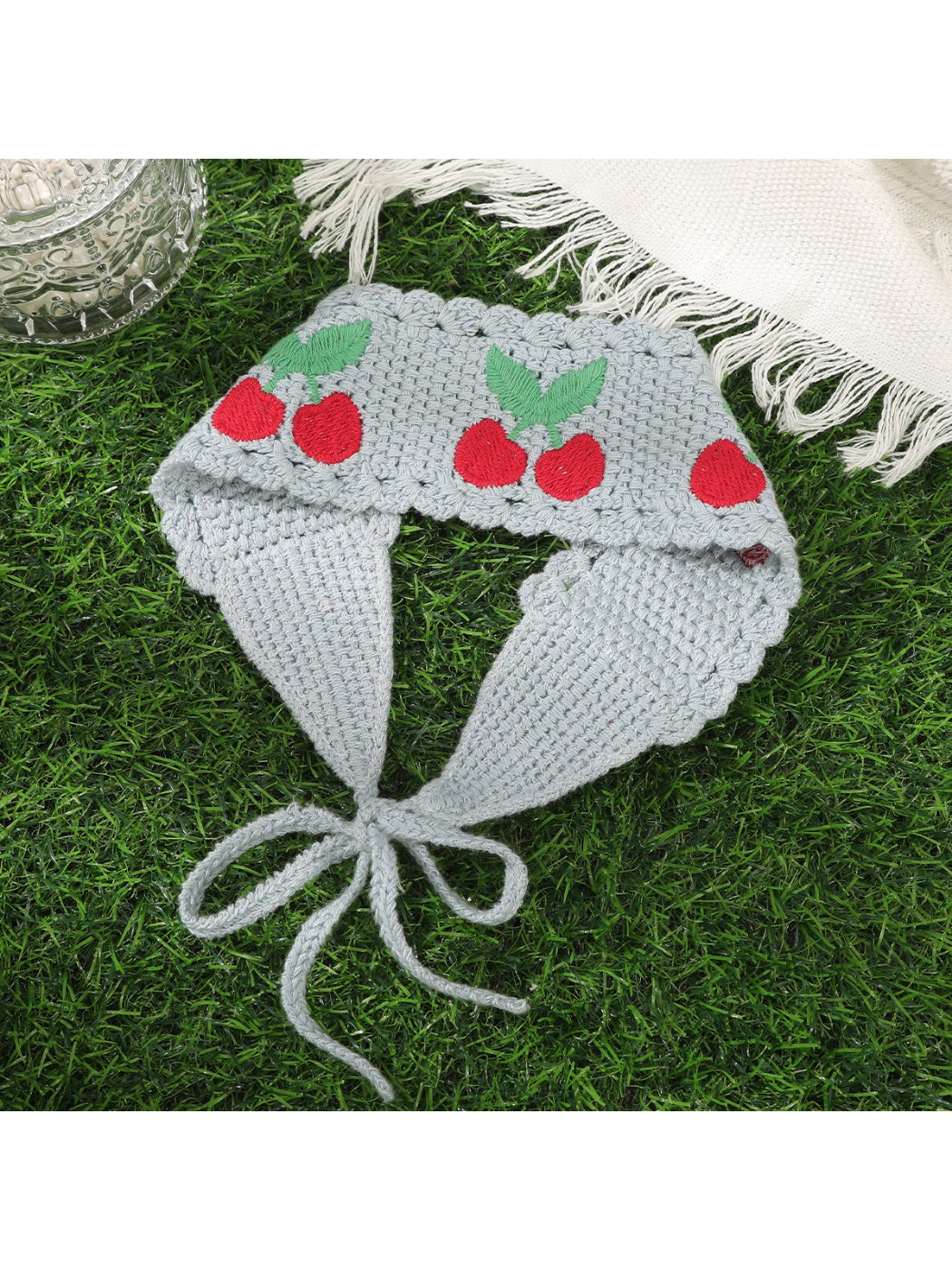 Scarvii Cherry Crochet Tie Headband