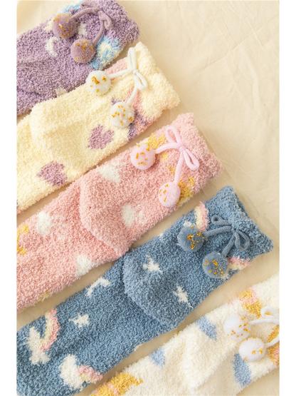 Rufia - Pom-Pom Tie Crew Socks