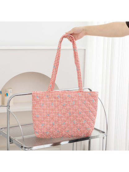 Cosbai - Bow and Floral Patterns Quilted Tote Bag