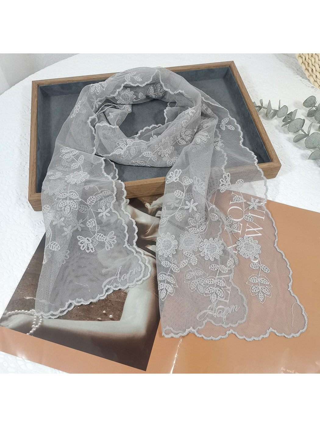 Scarvii - Sweet Sunflower Sheer Embroidered Scarf