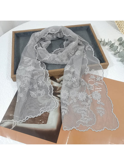 Scarvii - Sweet Sunflower Sheer Embroidered Scarf