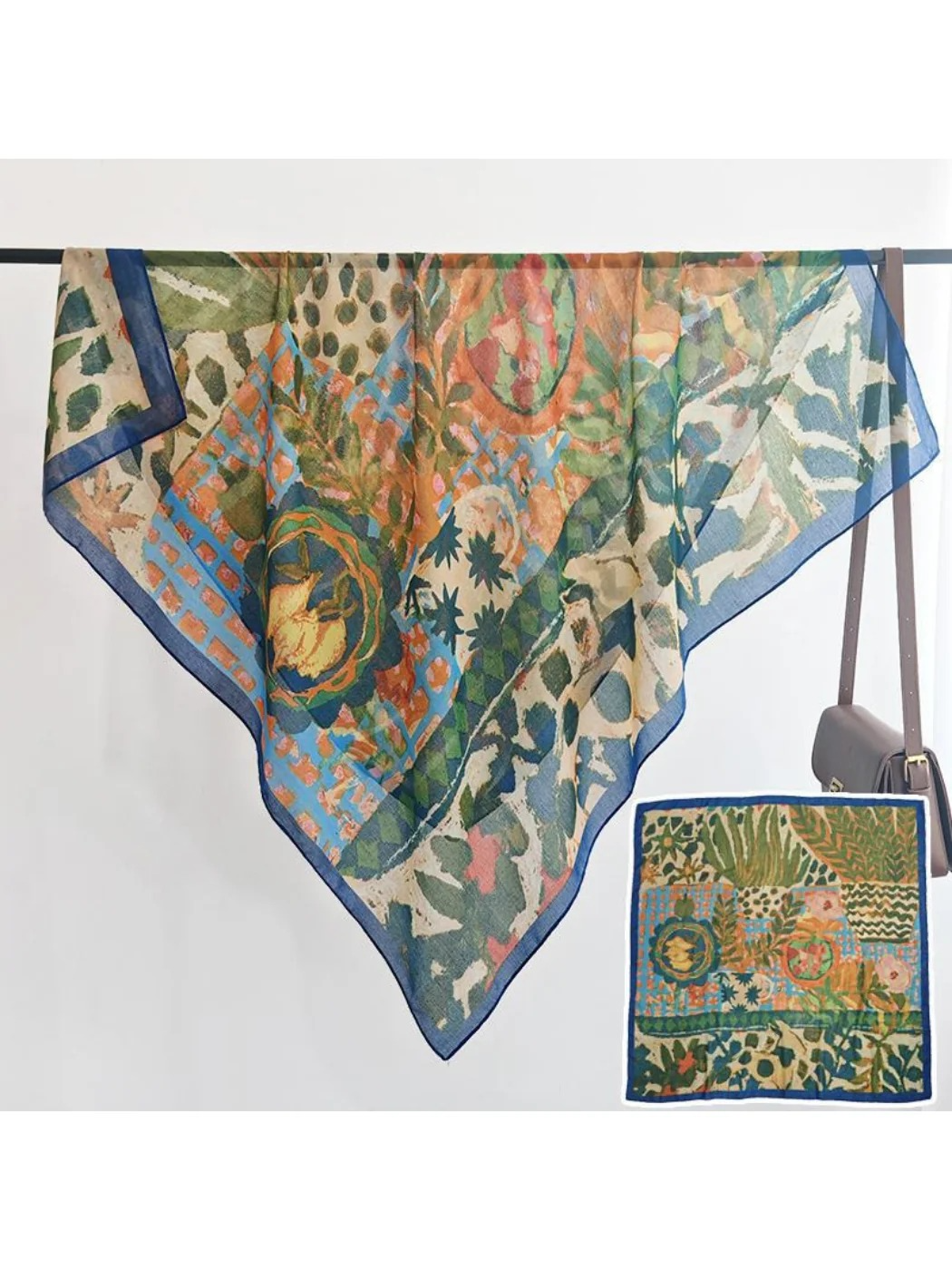 Scarvii - Floral Print Square Scarf