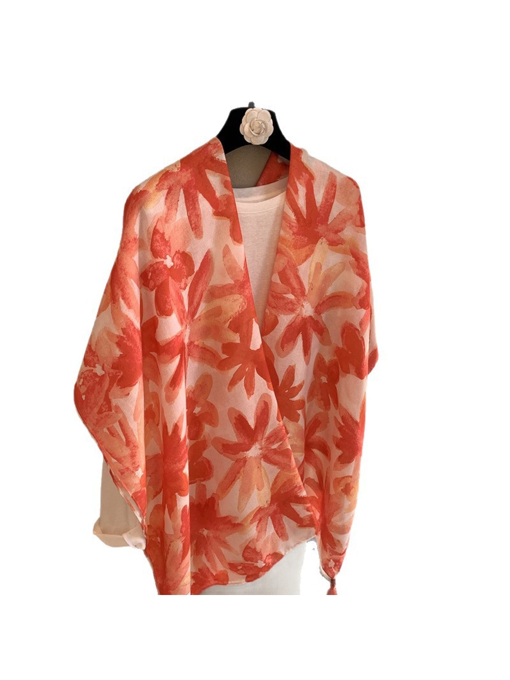 Scarvii - Floral Print Rectangular Fashion Scarf